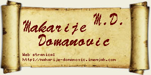 Makarije Domanović vizit kartica